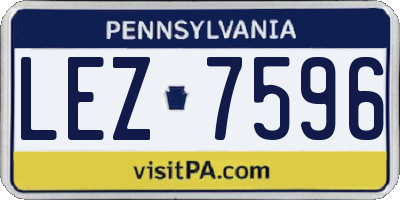 PA license plate LEZ7596