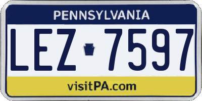 PA license plate LEZ7597