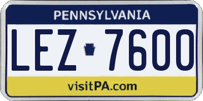 PA license plate LEZ7600