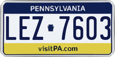 PA license plate LEZ7603