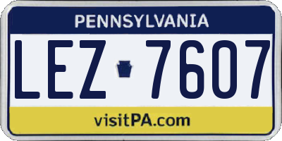 PA license plate LEZ7607