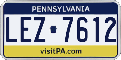 PA license plate LEZ7612