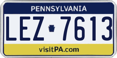 PA license plate LEZ7613