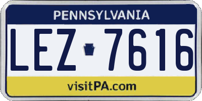 PA license plate LEZ7616