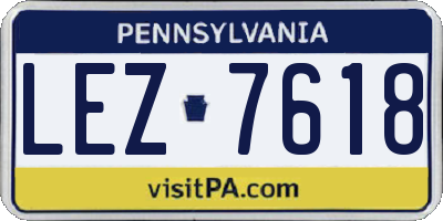 PA license plate LEZ7618