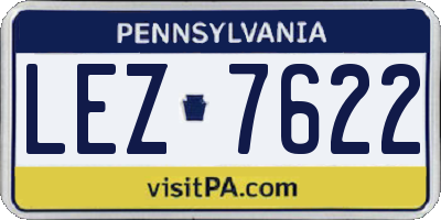 PA license plate LEZ7622