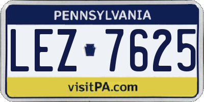 PA license plate LEZ7625
