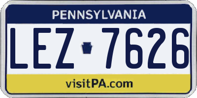 PA license plate LEZ7626