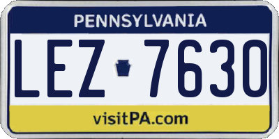 PA license plate LEZ7630