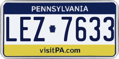 PA license plate LEZ7633