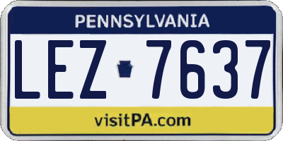 PA license plate LEZ7637