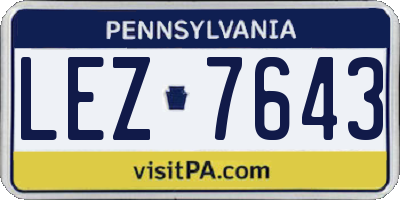 PA license plate LEZ7643