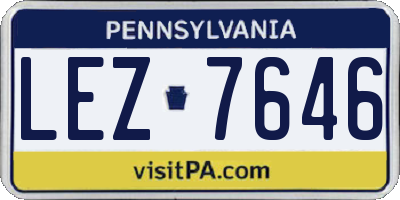 PA license plate LEZ7646