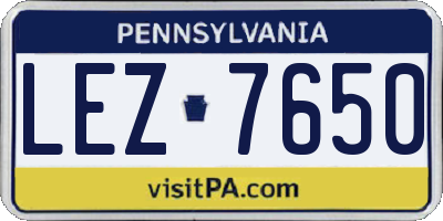 PA license plate LEZ7650