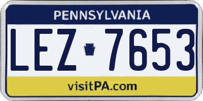PA license plate LEZ7653