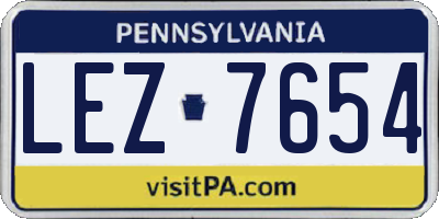 PA license plate LEZ7654