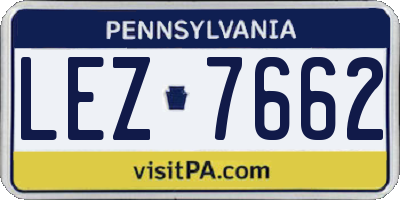 PA license plate LEZ7662