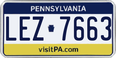 PA license plate LEZ7663