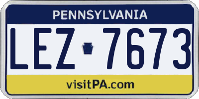 PA license plate LEZ7673