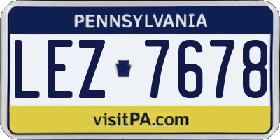 PA license plate LEZ7678