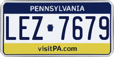 PA license plate LEZ7679