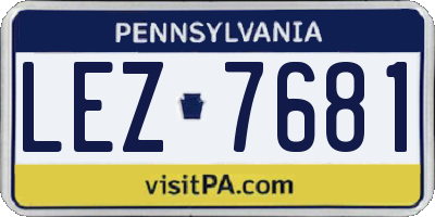 PA license plate LEZ7681