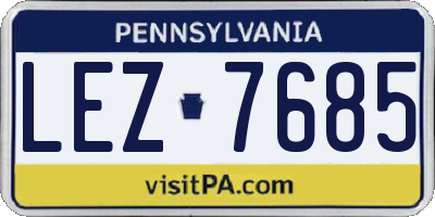 PA license plate LEZ7685