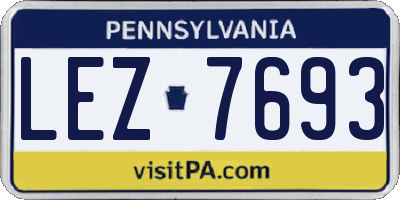 PA license plate LEZ7693