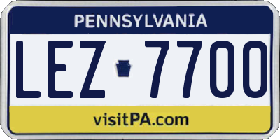 PA license plate LEZ7700