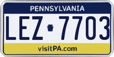 PA license plate LEZ7703