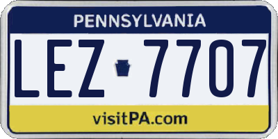 PA license plate LEZ7707