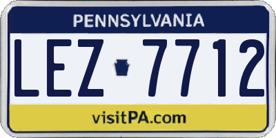 PA license plate LEZ7712