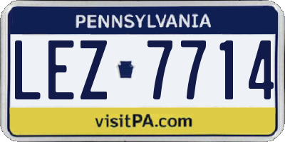 PA license plate LEZ7714