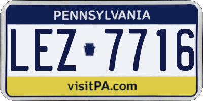 PA license plate LEZ7716