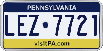 PA license plate LEZ7721