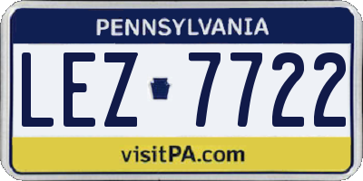 PA license plate LEZ7722