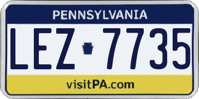 PA license plate LEZ7735