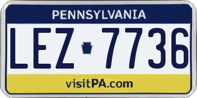 PA license plate LEZ7736