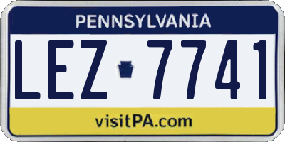 PA license plate LEZ7741