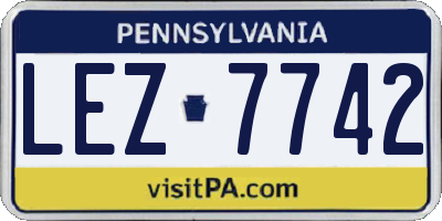 PA license plate LEZ7742
