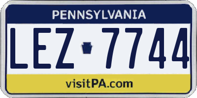 PA license plate LEZ7744
