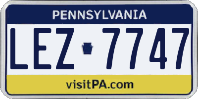 PA license plate LEZ7747