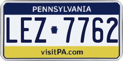 PA license plate LEZ7762