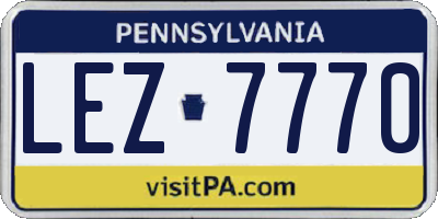 PA license plate LEZ7770