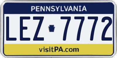 PA license plate LEZ7772