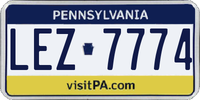 PA license plate LEZ7774