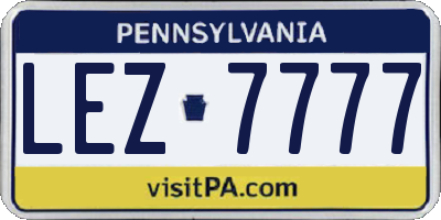 PA license plate LEZ7777