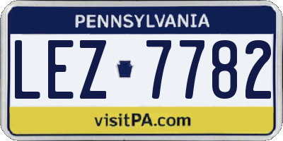 PA license plate LEZ7782
