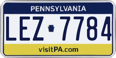 PA license plate LEZ7784