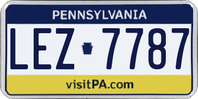 PA license plate LEZ7787